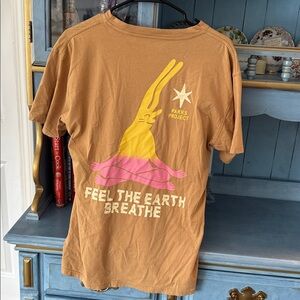 Parks Project mushrooms feel the earth breath Tan  T-Shirt with Pink & Cream